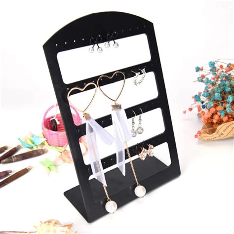 48 Holes Jewelry Organizer Stand Black Plastic Earring Holder Pesentoir