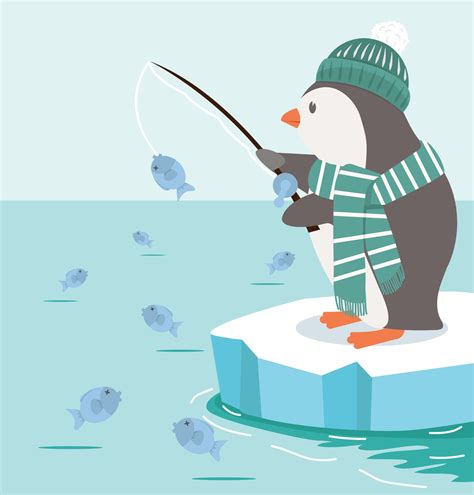 Penguin Fishing On North Pole Arctic Vector 2882806 Vector Art At Vecteezy