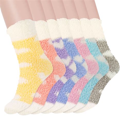 Qweryboo 7pairs Soft Warm Fuzzy Socks For Women And Girls Comfy Ankle Thickness For Winter