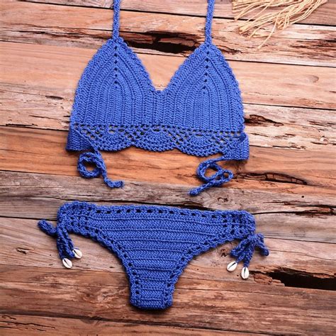 Handmade Women Crocheted Bikini Hollow Out Knitted Beach Etsy