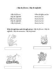 English Worksheets I Like The Flowers I Like The Daffodills