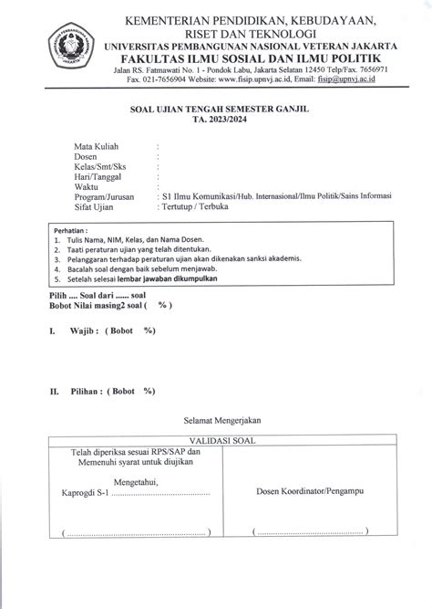 Surat Edaran Pelaksanaan Ujian Tengah Semester Ganjil Ta 20232024 — Fakultas Ilmu Sosial Dan