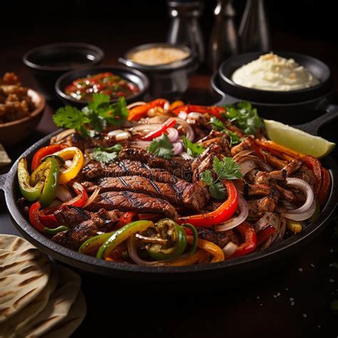 Fajitas Are A Mexican Dish With Grilled Meat Stock Illustration
