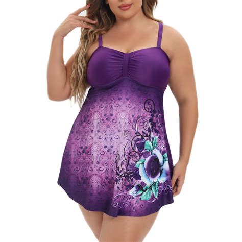 Tponi One Piece Swimsuit Women Tummy Control One Piece Elastic Purple