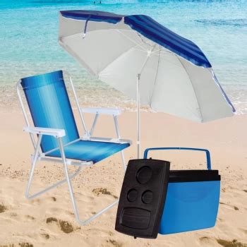 Mandiali E Shop Kit Praia Guarda Sol Articulado Cooler L Cadeira