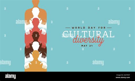 World Day For Cultural Diversity Greeting Card Illustration Of Diverse