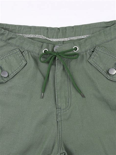 Emmiol Free Shipping 2023 Vintage Green Baggy Cargo Jeans Green S In