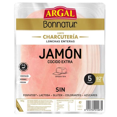 Jam N Cocido Extra Lonchas Enteras Argal Bonnatur Sin Gluten Sin