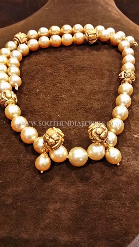 Gold Pearl Mala With Antique Balls South India Jewels