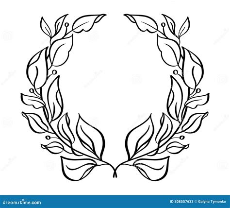 Black Hand Drawn Laurel Wreath Heraldic Frame Depicting An Award