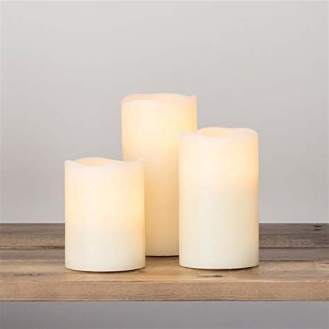 Lights4fun Set Of 3 Real Wax Battery Operated Flameless Led Candles