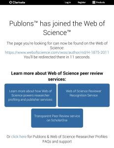 Полный переход Publons в Web of Science Научная библиотека им М