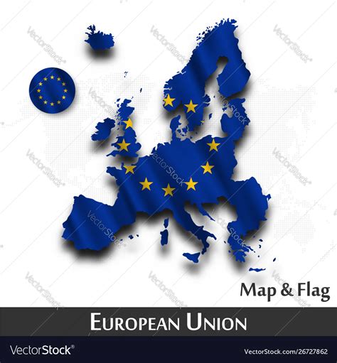 European Union Map And Flag Eu Waving Royalty Free Vector