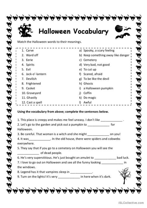 Halloween Vocabulary Warmer Filler… English Esl Worksheets Pdf And Doc