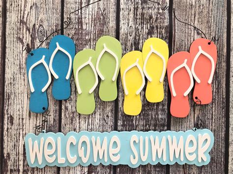 Welcome Summer Flip Flop Svg For Door Hanger Etsy