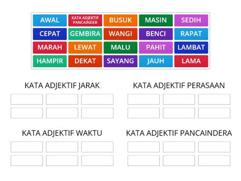 Kuiz Kata Adjektif T5 Group Sort