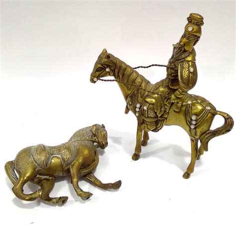 Lot 72 Two Oriental Brass Equine Figures The Tallest