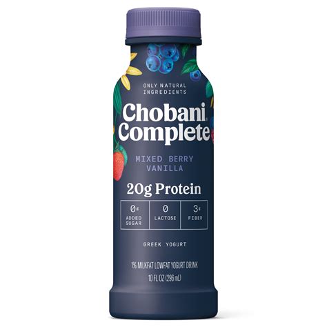 Chobani Complete Greek Yogurt Drink Mixed Berry Vanilla 10 Fl Oz