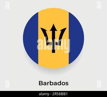 Barbados Flag Round Shape Stock Vector Image Art Alamy