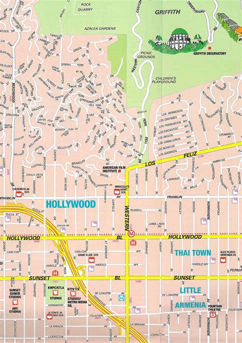 Map Of Hollywood Hills - Hiking Map