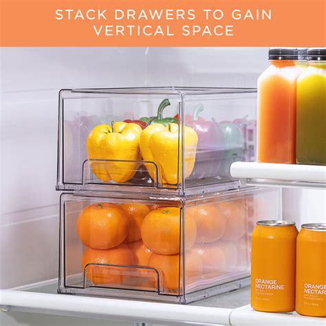 Sorbus Fridge Drawers Clear Stackable Pull Out Organizer Bins Food