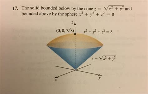 Solved 17 The Solid Bounded Below By The Cone Z V X2 Y2 Chegg