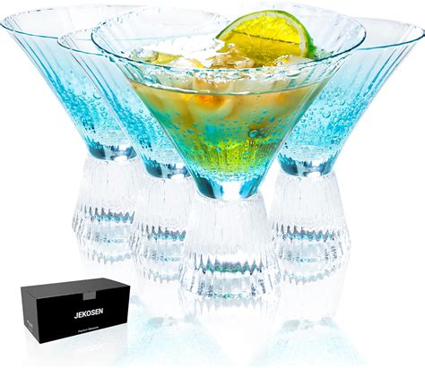 Amazon JEKOSEN Crystal Stemless Martini Glasses 8 Ounce Set Of 4