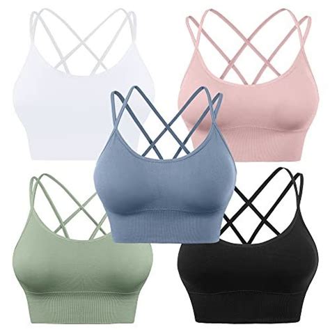 Evercute Cross Back Sport Bras Padded Strappy Criss Cross Cropped Bras