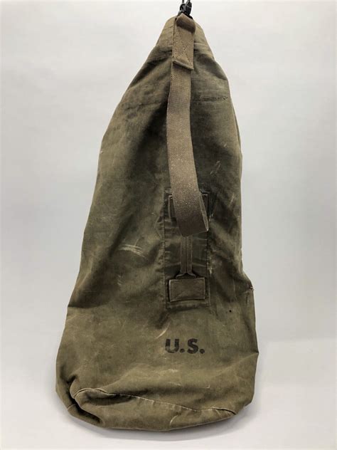 1944 Us Army Duffel Bag Green Canvas Shoulder Strap And Handle Name Written Ebay