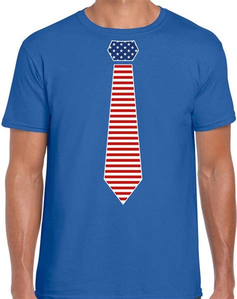 Bellatio Decorations Verkleed T Shirt Voor Heren Amerikaanse Stopdas