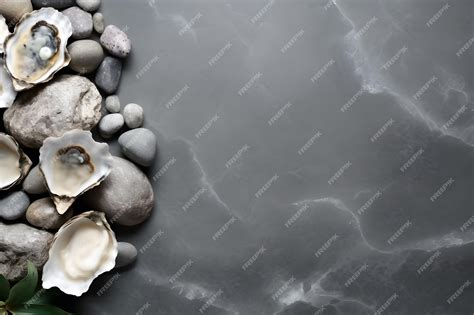 Premium Ai Image A Collection Of Rocks And Shells On A Black Background