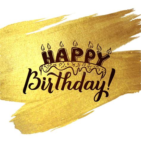 Happy Birthday Greeting Card Gold Calligraphic Poster With Candles And