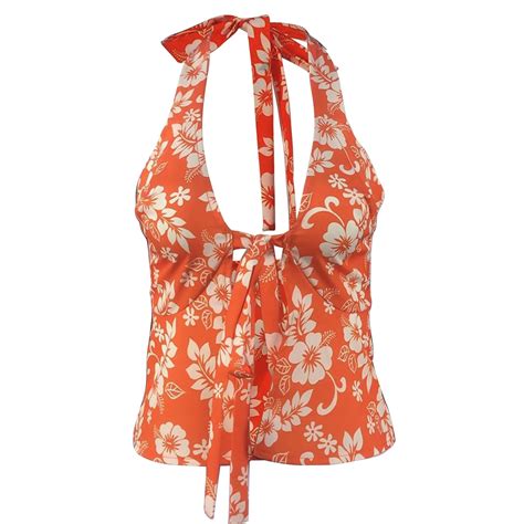 Y2K Hawaiian Chic Tied Halter Top - Y2Kdream