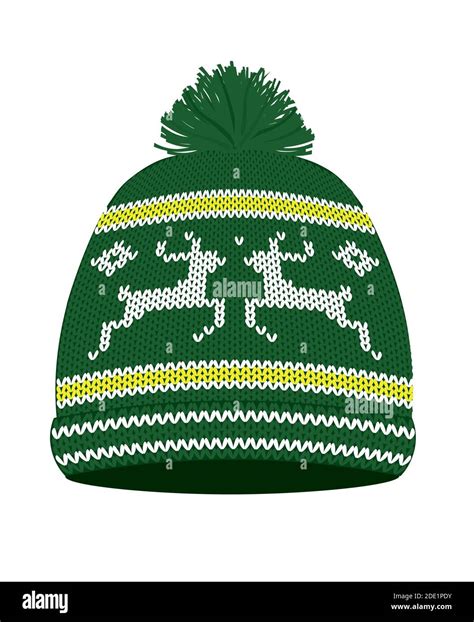 Green knitted winter hat. vector illustration Stock Vector Image & Art ...