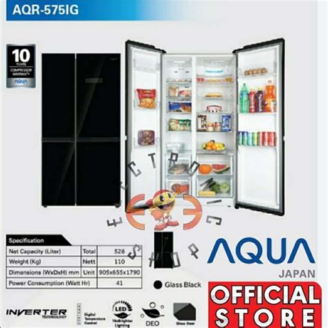 Jual Kulkas 2 Pintu Side By Side Aqua Sanyo 528 Liter Aqr Ig575am Di