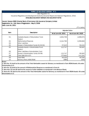 Fillable Online Form L Solvency Margin Canara Hsbc Life Insurance