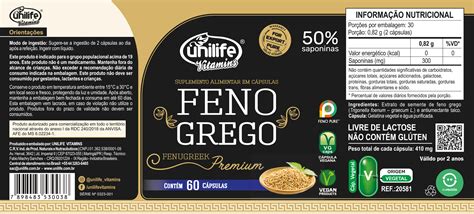 Kit 3 Feno Grego Premium 180 Cápsulas Unilife Loja de