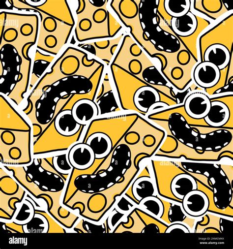 Cartoon Cheese Seamless Funny Monsters Pattern For Wrapping Paper And