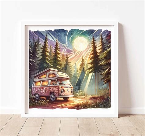 Van Life Art Volkswagen Art Camping Art Camper Van Poster Camper