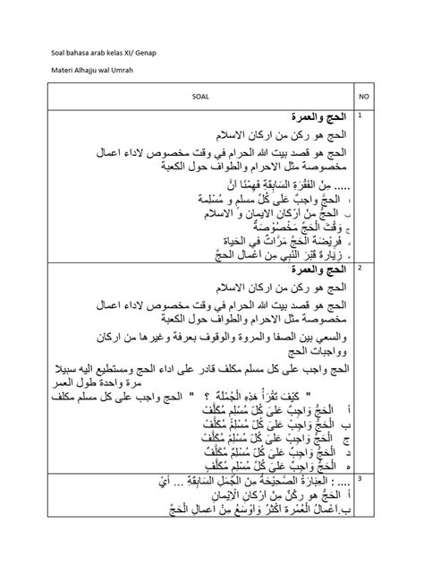 Soal Bahasa Arab Kelas Xi Pdf