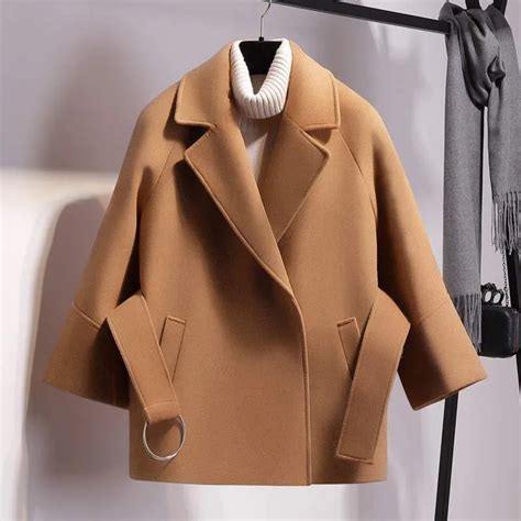 Woolen Coat Women 2018 Autumn Winter Sashes Wool And Blends Coat Short