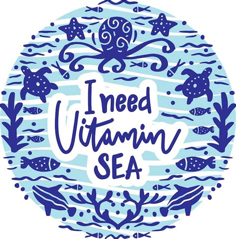 Ich Brauche Vitamin Sea Poster Zitate Premium Vektor