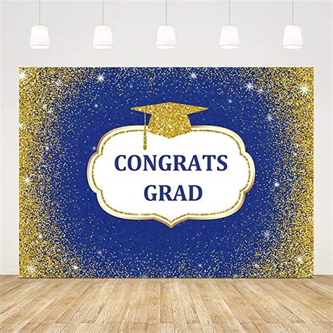 Buy Ticuenicoa 7x5ft 2022 Congrats Grad Backdrop Bokeh Gold And Blue Grad Photo Backdrop Class