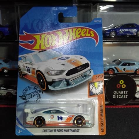 Jual Hot Wheels Custom Ford Mustang Putih Gloss Livery Gulf Shopee