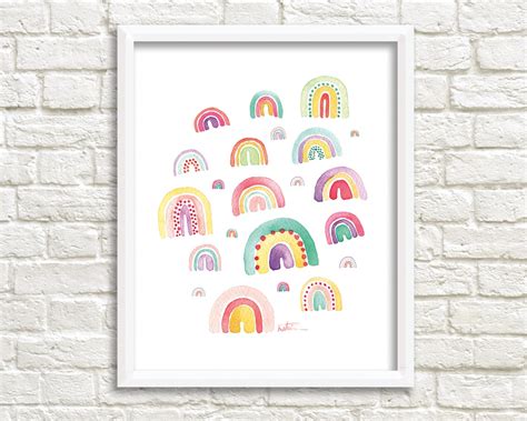 Affiche Arc En Ciel X Illustration Art Aquarelle Etsy France