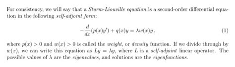 Solved Consider The Following Sturm Liouville Problem Chegg