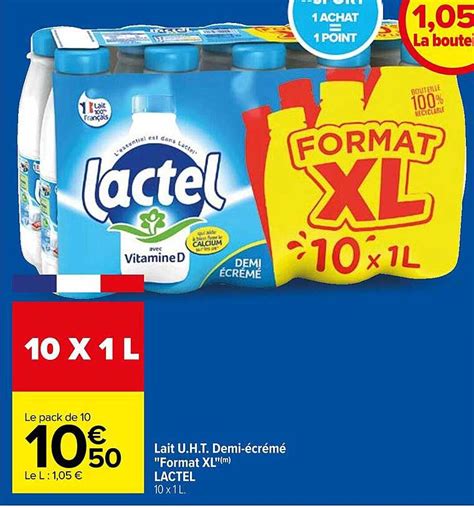 Promo Lait U H T Demi Cr M Format Xl Lactel Chez Carrefour