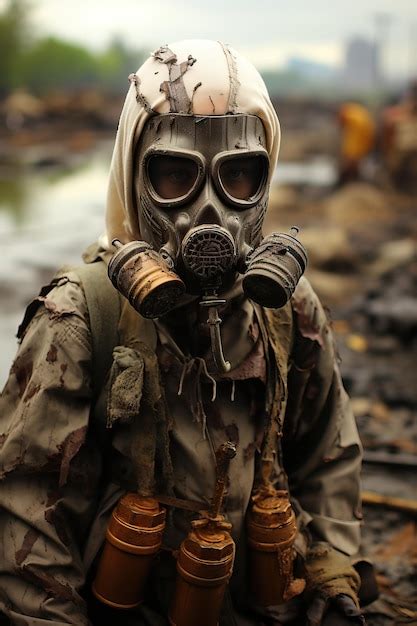 Premium Ai Image A Person Wearing A Gas Mask