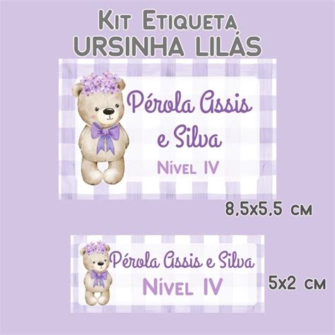 Kit Tamanhos Etiqueta Escolar Ursinha Lil S Elo