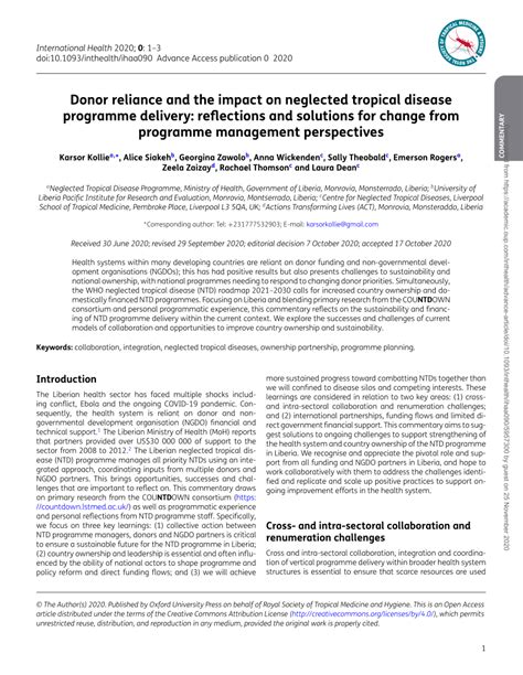 Pdf Donor Reliance And The Impact On Neglected Tropical Disease